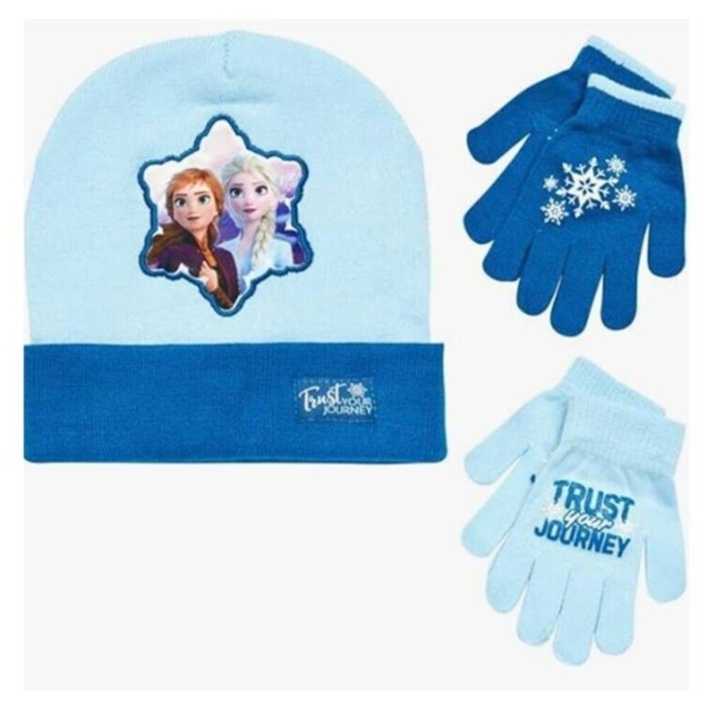 Disney Frozen Trust Your Journey Reversable Beanie & Gloves Set Age 4-7 NEW